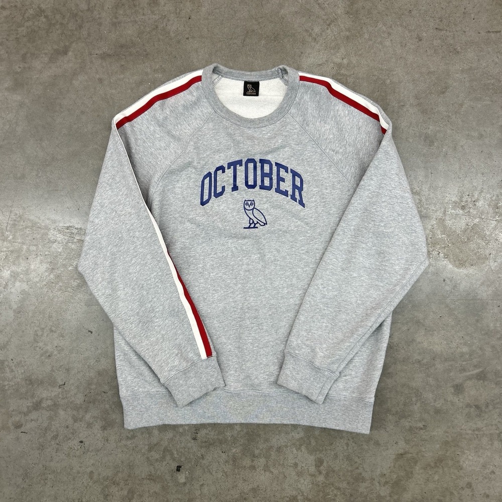 OVO October Ivy League SS21 Crewneck Crewneck Grey Owl Sweatshirt Mens XL
